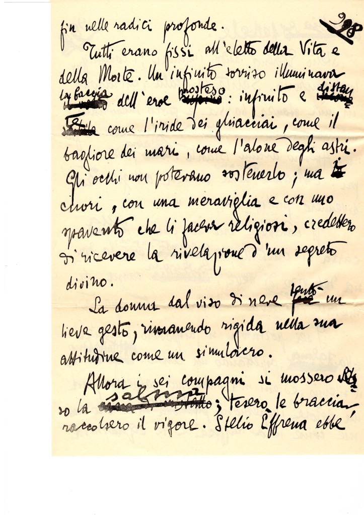 una pagina del manoscritto autografo (foto Franco Russo)