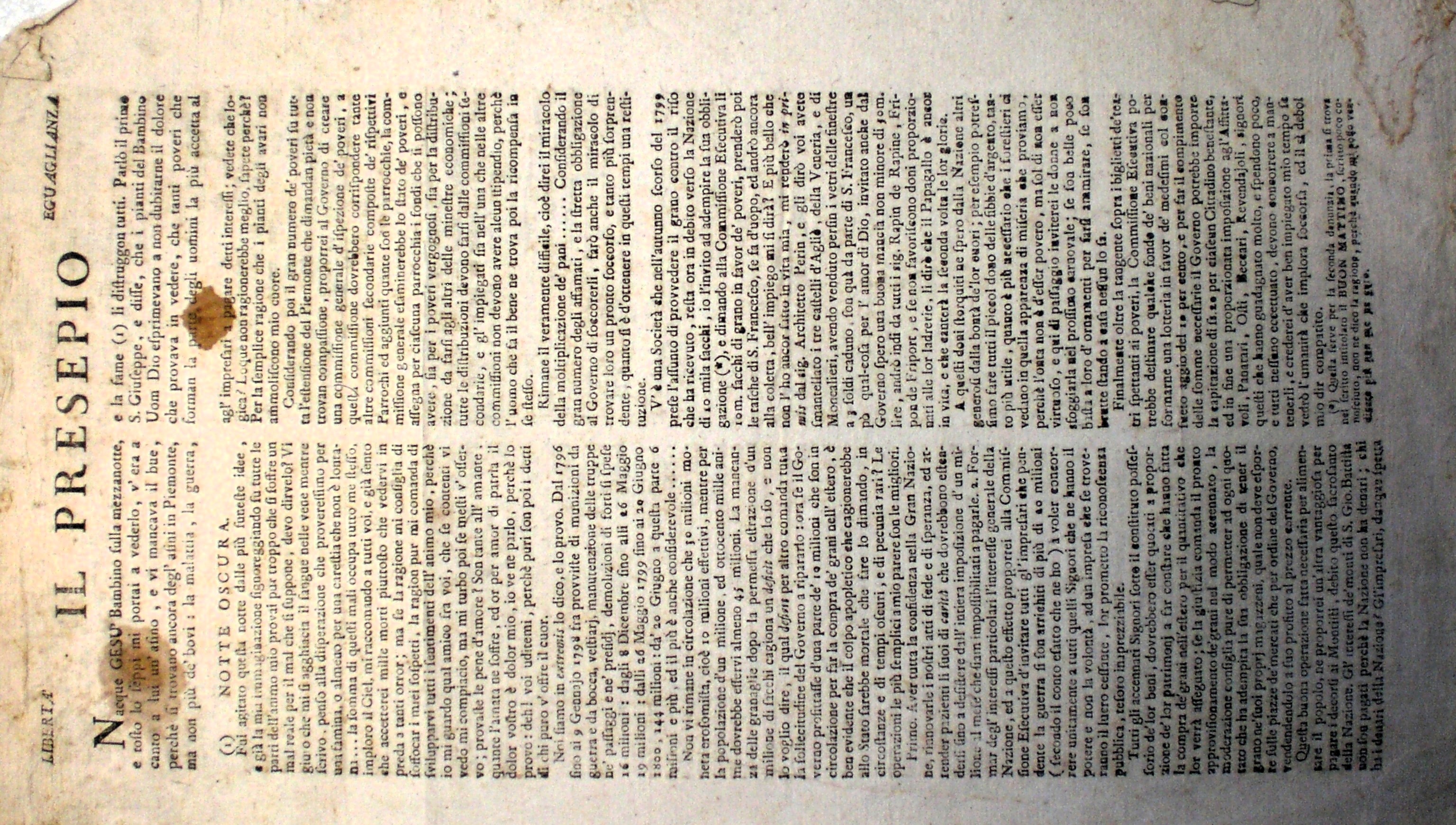 Il presepio giacobino 24 dicembre 1800
